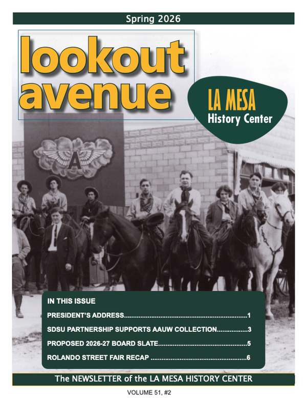 Front cover of Lookout Avenue newsletter Spring 2026
