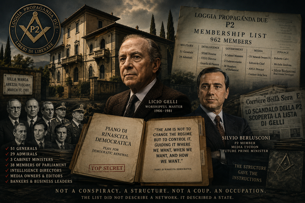 In 1981, Police Found a List of 51 Generals, 29 Admirals, Three Cabinet Ministers, and Silvio Berlusconi. None Were Prosecuted for Being on It.