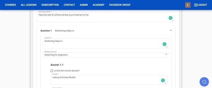 adding quiz questions