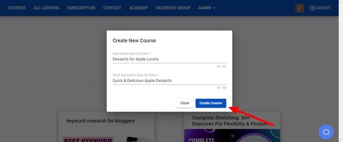 adding a course title