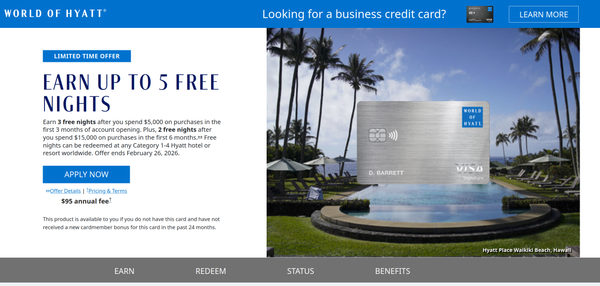 World of Hyatt 3 Free Nights + Potential 2 Additional Nights