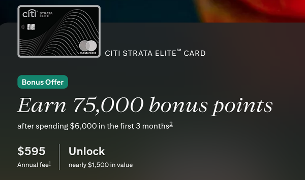 CITI Strata Elite 75k Offer