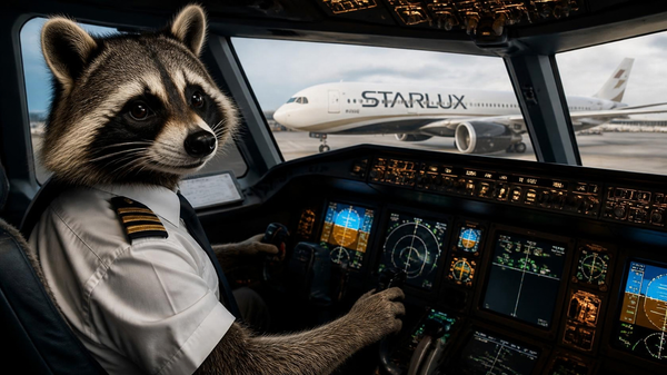 Raccoon pilot and STARLUX aircraft