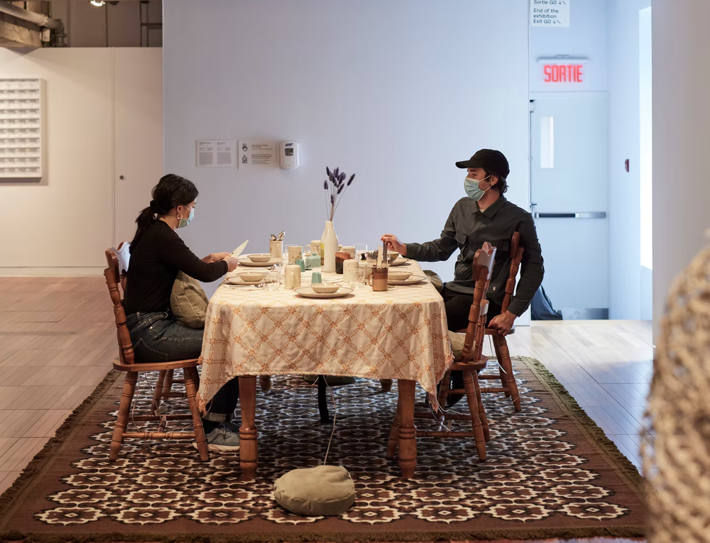 A picture of one of Salima's pieces on exhibi