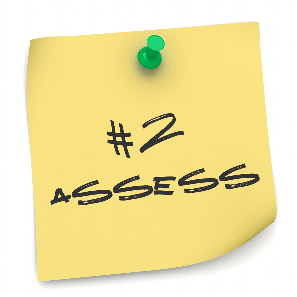 Graphic of Post-it note: #2 Assess