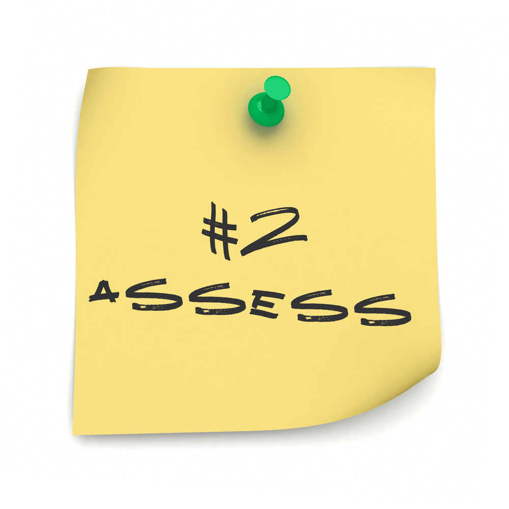 Post it note that reads: "#2 Assess"