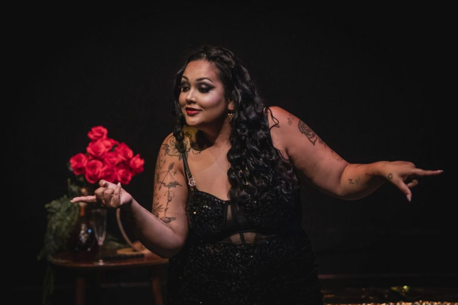 Image from Gaitrie's solo show, "The Red Rose Bleeds."