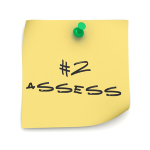 Post it note that reads: "#2 Assess"