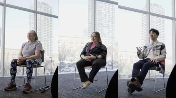 Kathy M. Austin, Jody Lynn Roll and Paul Brain sit in chairs for an interview.