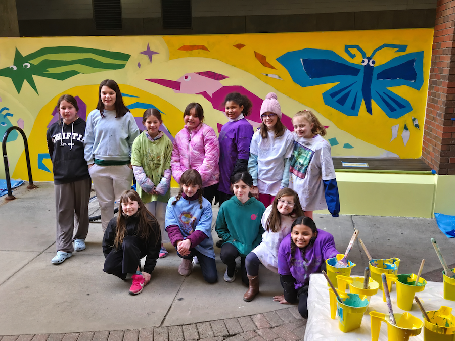 East Lansing Girl Scout Troop, MSU Art Fraternity Team up to Paint Mural