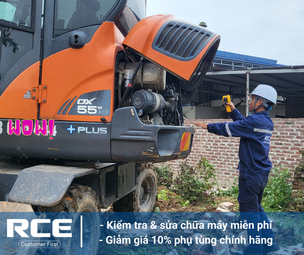 Kiểm tra và sửa chữa máy xúc đào Doosan DX55 đời 2014 miễn phí