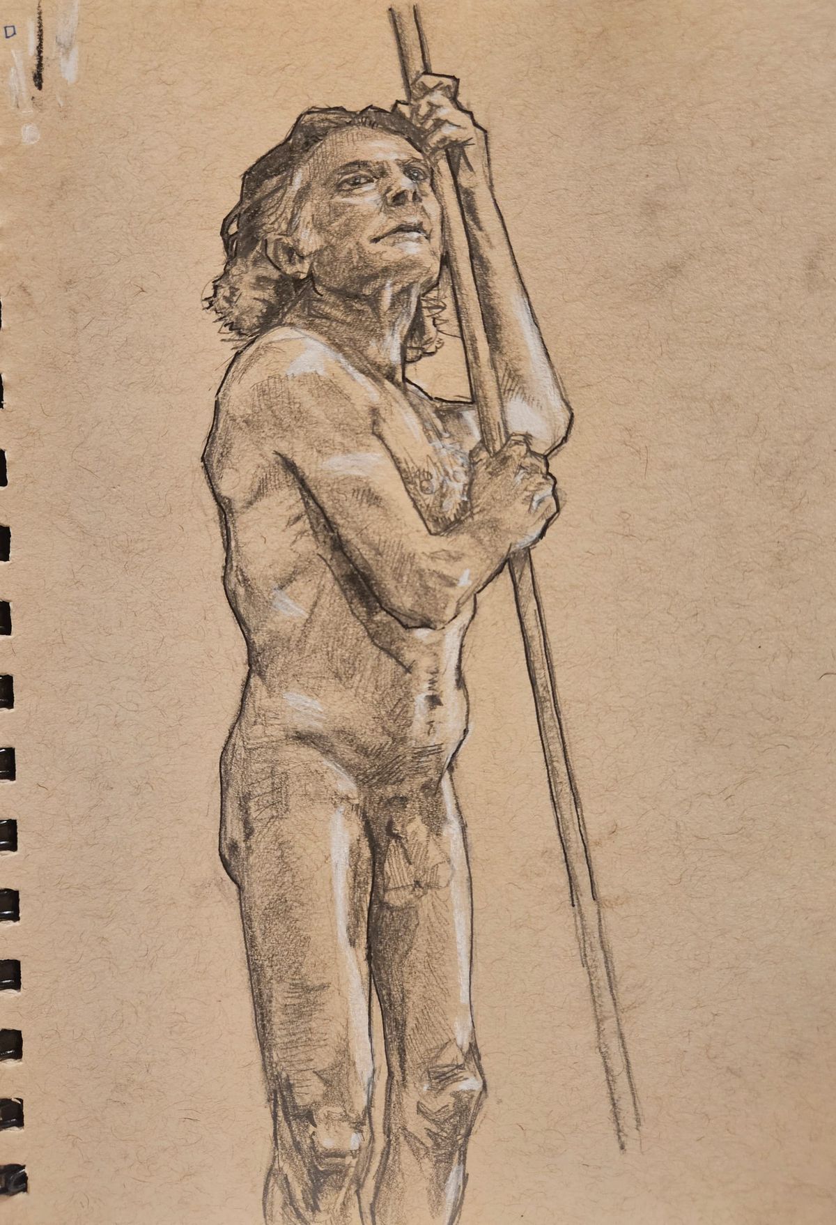 Conte, Charcoal, Pencil Standing Figure