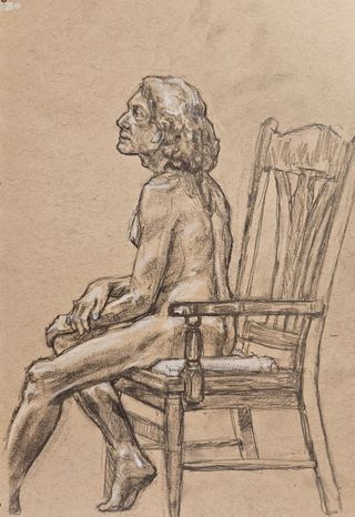 Conte, Pen, Pencil Figure Sedent
