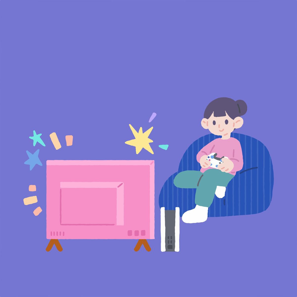 Girl playing a video game.