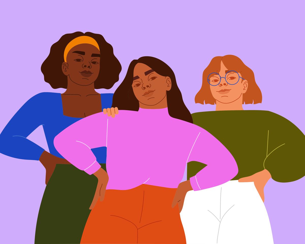 An illustration of three women of different races.