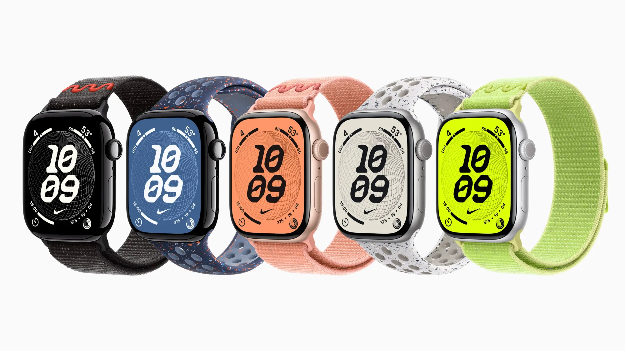 Fonte Apple: i cinturini Nike Sport e Nike Sport Loop sono disponibili in nuovi colori