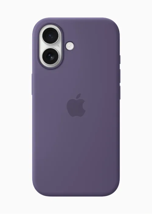 Apple iPhone 17 con custodia Magsafe in silicone viola
