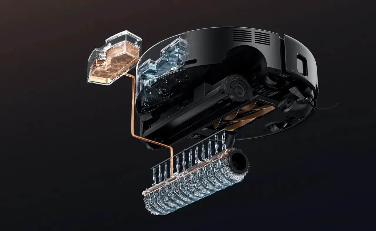 Schema di funzionamento della tecnlogia HydroForce Mopping del robot Z60 Ultra Roller Complete