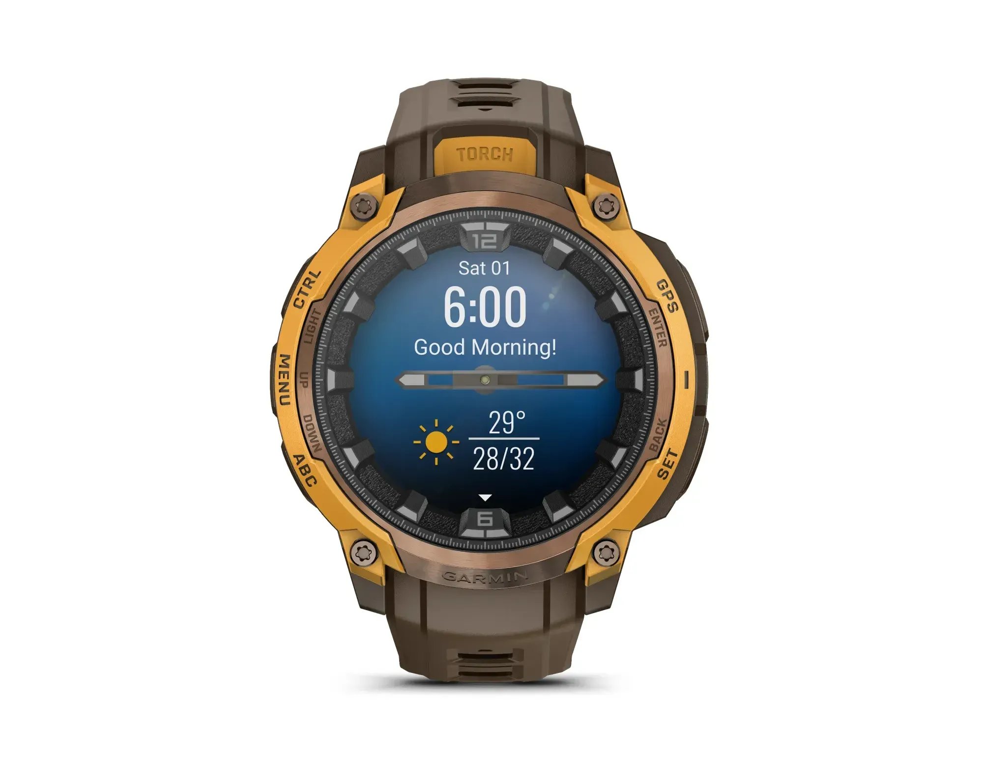 Garmin Instinct Crossover AMOLED: vista frontale del display 