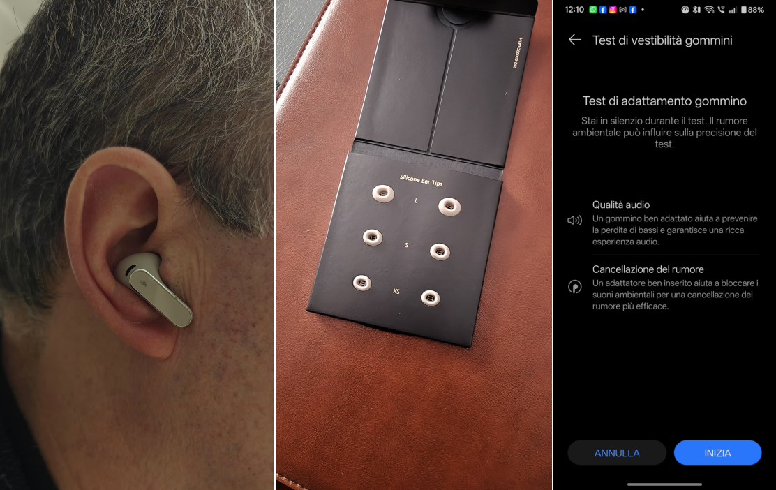 Tramite l'App e i gommini è possibile trovare il giusto "fit" degli auricolari
