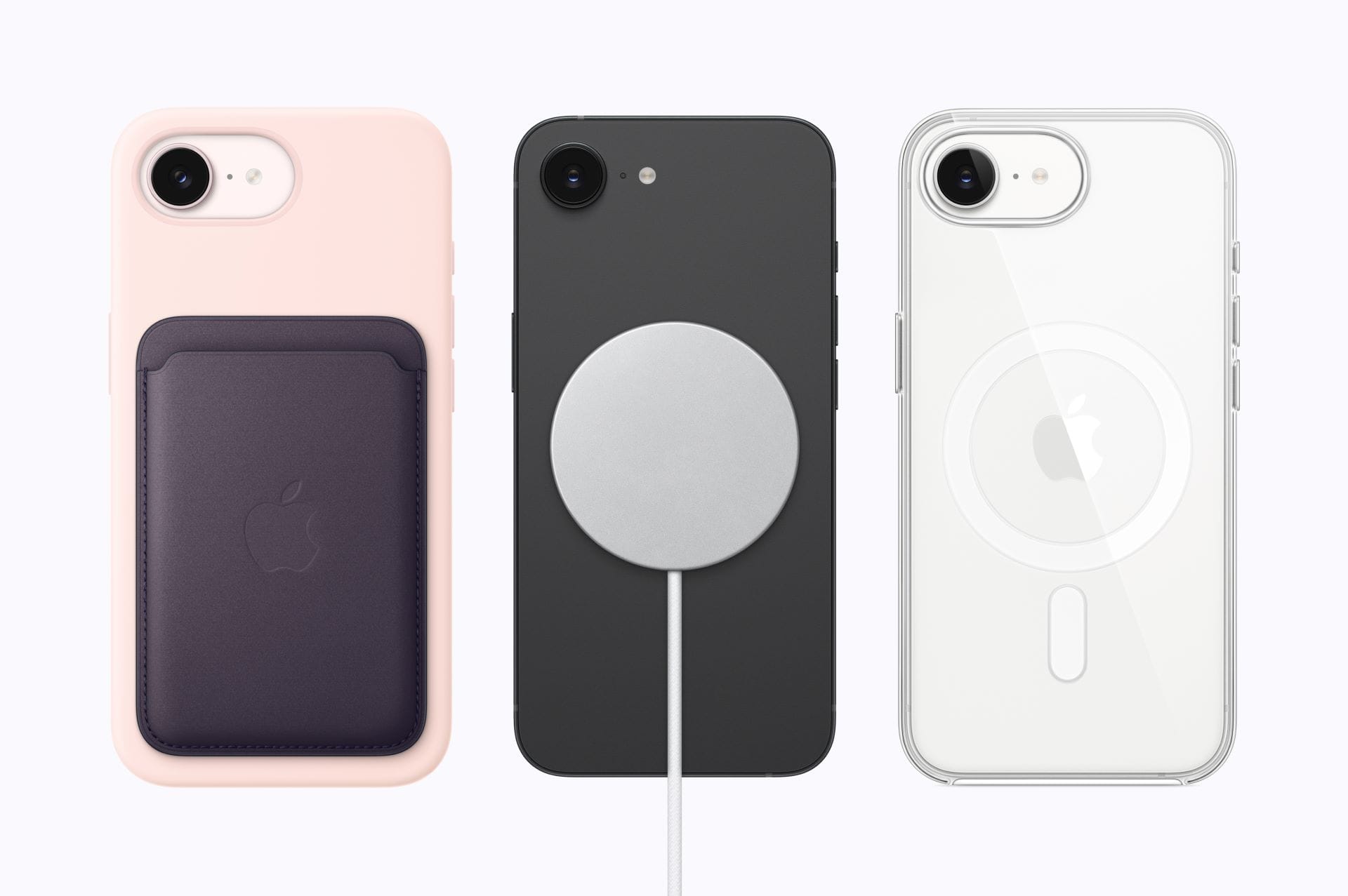 Caricabatterie MagSafe, così come supporti, custodie, portafogli, accessori per la fotocamera e altro si agganciano facilmente sul retro di iPhone 17e