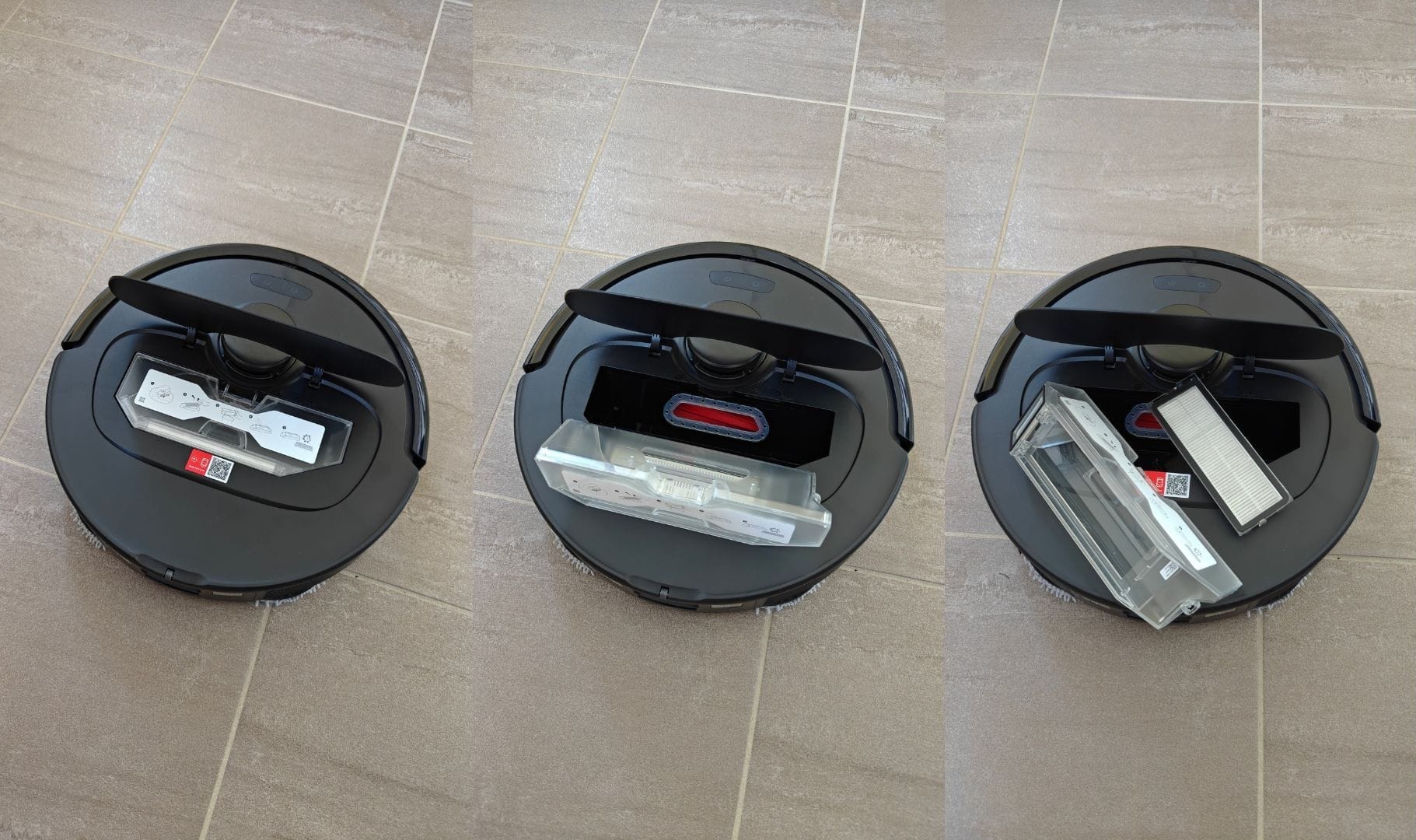 Il robot ha un suo contenitore della polvere, che svuota ogni volta che rientra alla base di ricarica