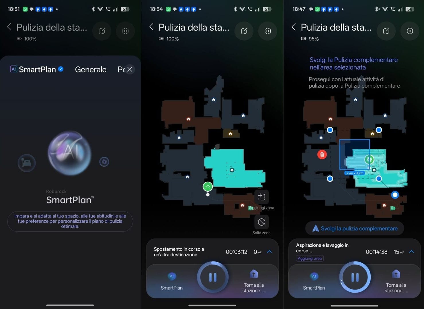Screenshot dell'app: in questa sezione la funzione Smart Plan 2.0 si occupa di lavare in totale autonomia secondo le nostre preferenze