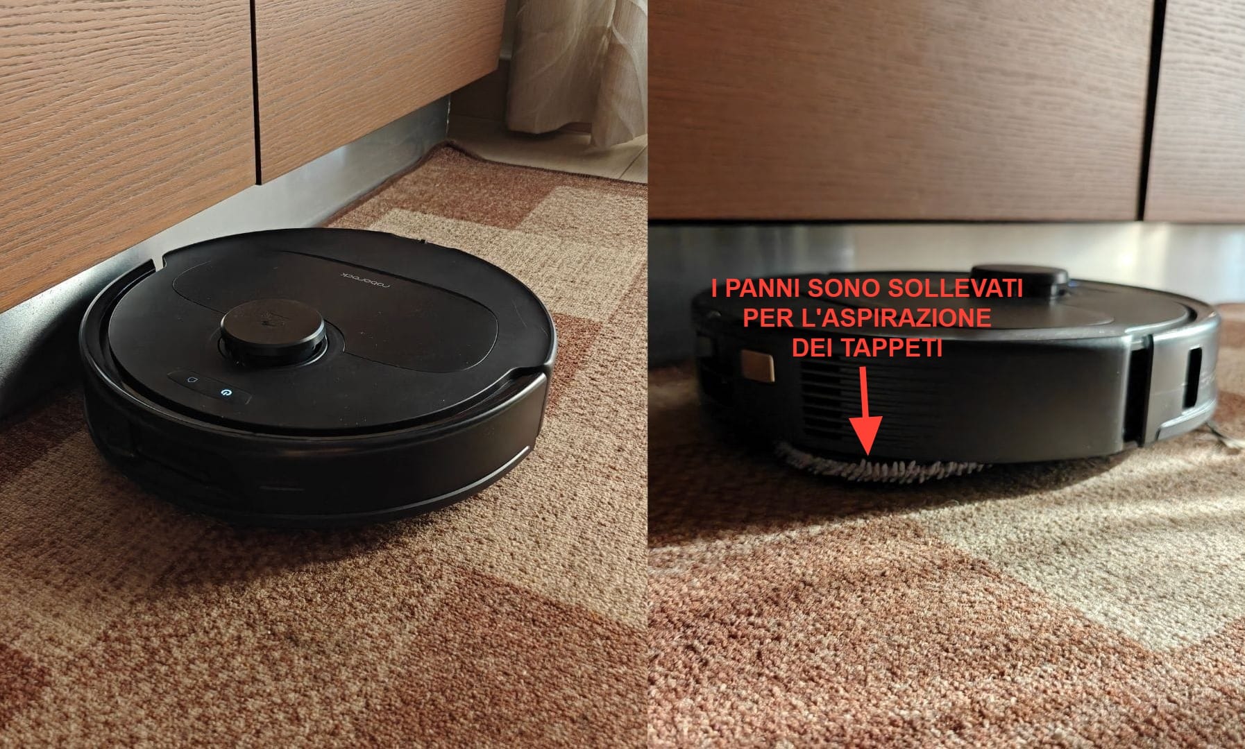 Il robot naviga con molta "disinvoltura" tra le superfici dure e i tappeti