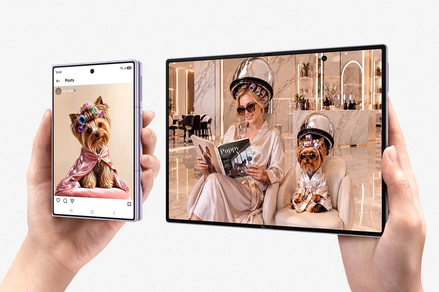Il display esterno ha un formato di 10:16, mentre aperto lo schermo interno diventa di 4:3