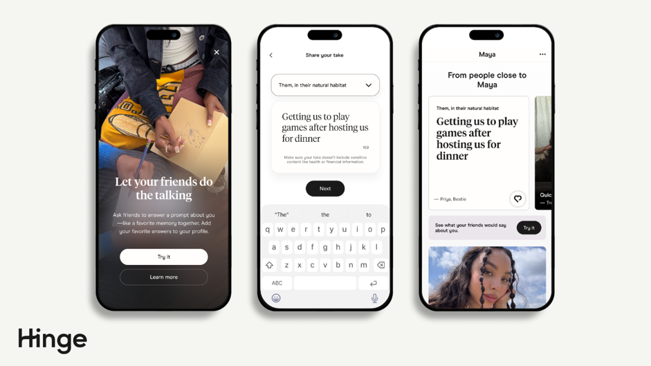 Fonte Hinge: screenshot della nuova funzionalità