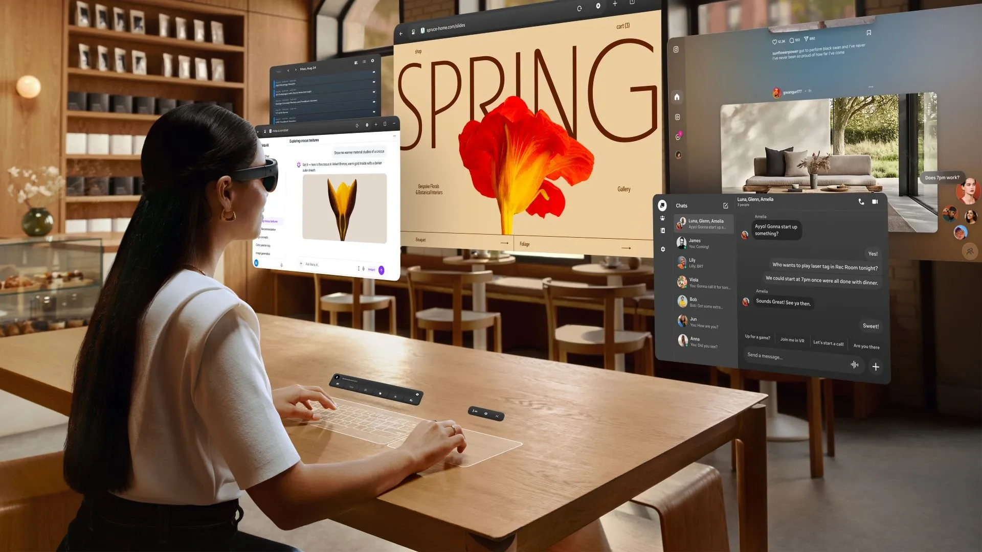 Una superficie come una scrivania o un tavolo possono diventare una tastiera e un touchpad virtuali