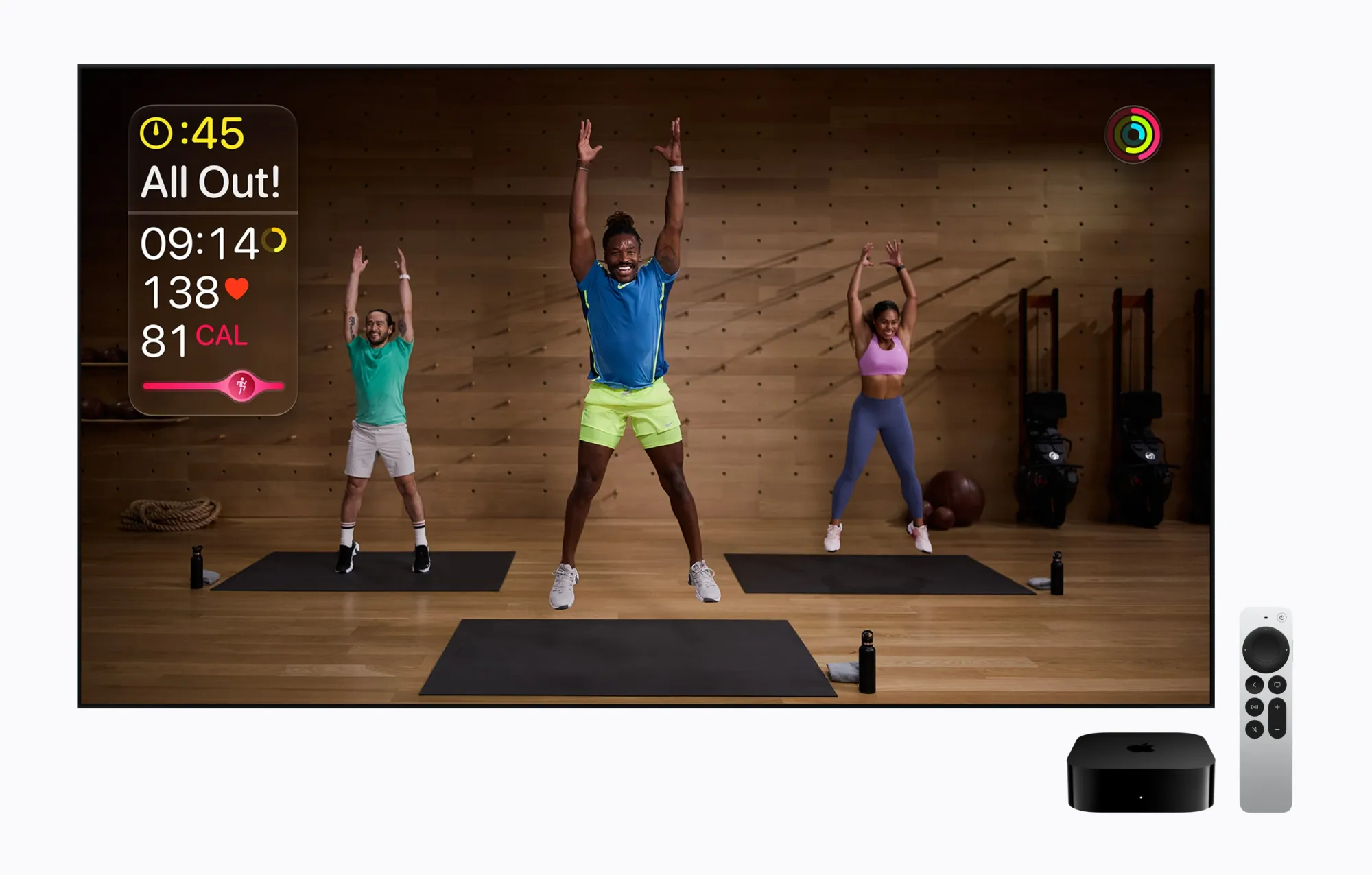 Apple TV 4K con Apple Fitness+ permette di seguire allenamenti direttamente dal soggiorno