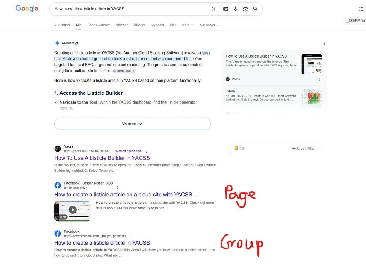 Parasite seo trick for Facebook