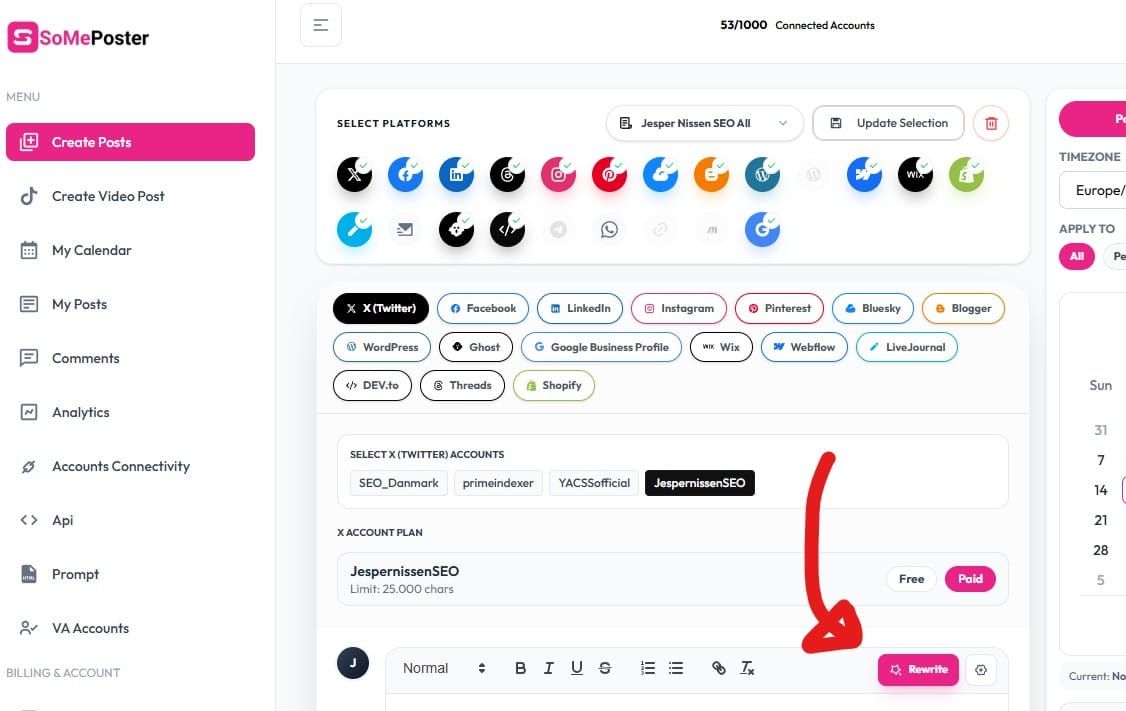 AI rewrite of social media posts