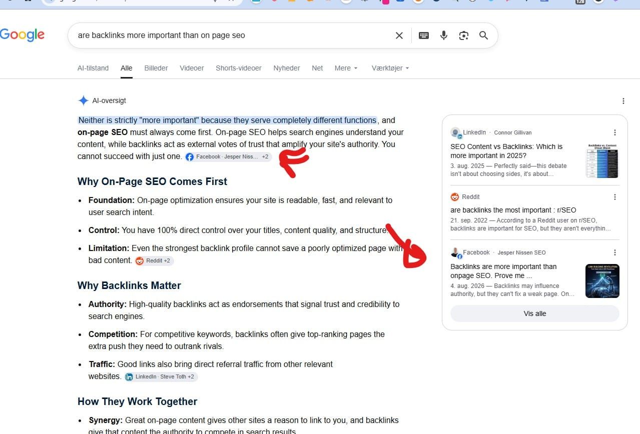 Social media posts in AI Overview