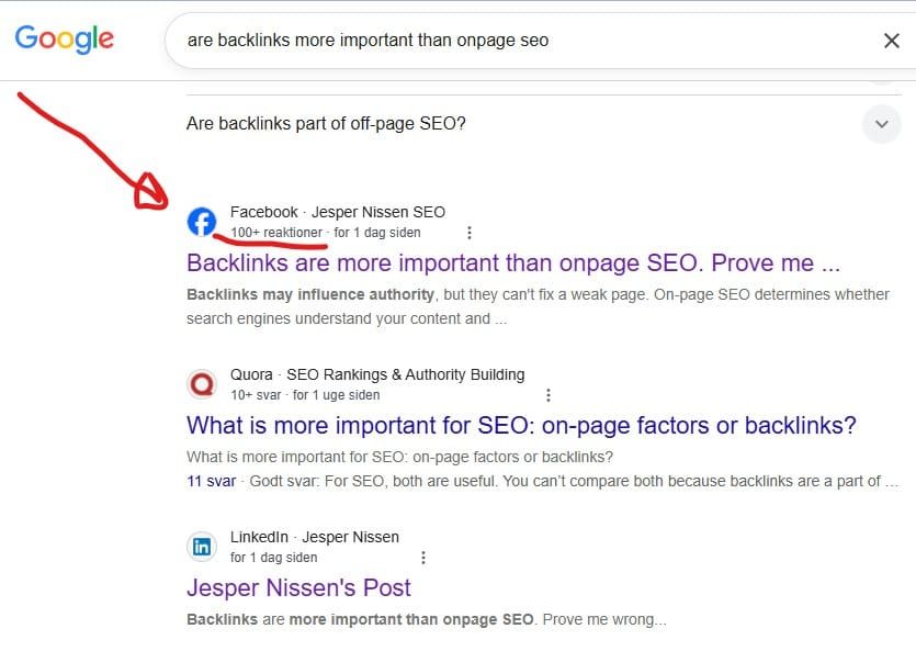 Google is showing number of interactions on social media posts...