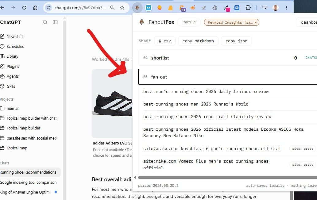 This Chrome plugin shows the query fanouts