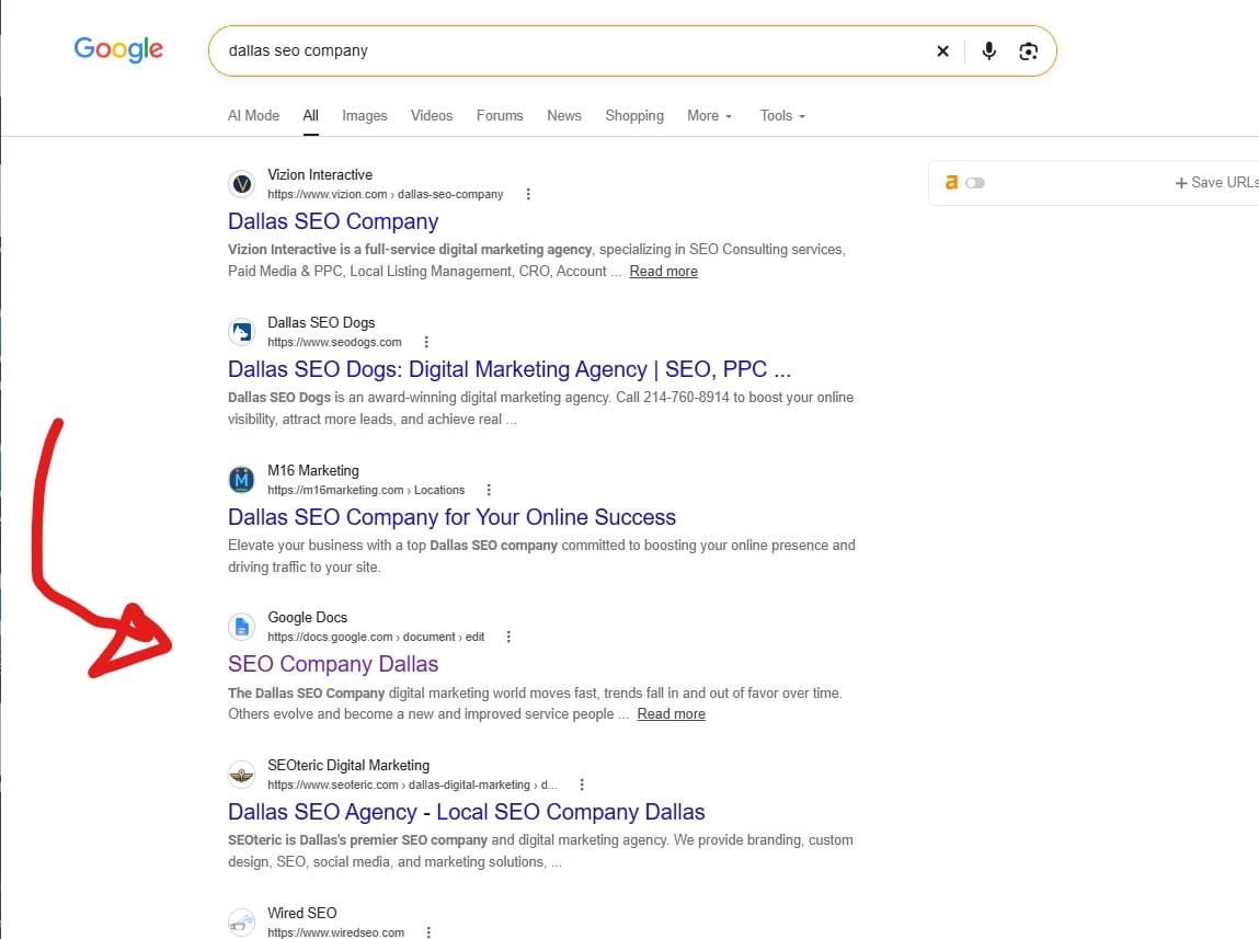 Google Docs indexing and ranking in Google? Check image...