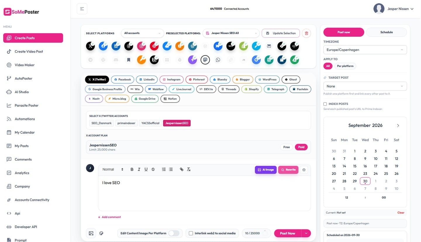 SomePoster just scheduled a post for 22 platforms next week