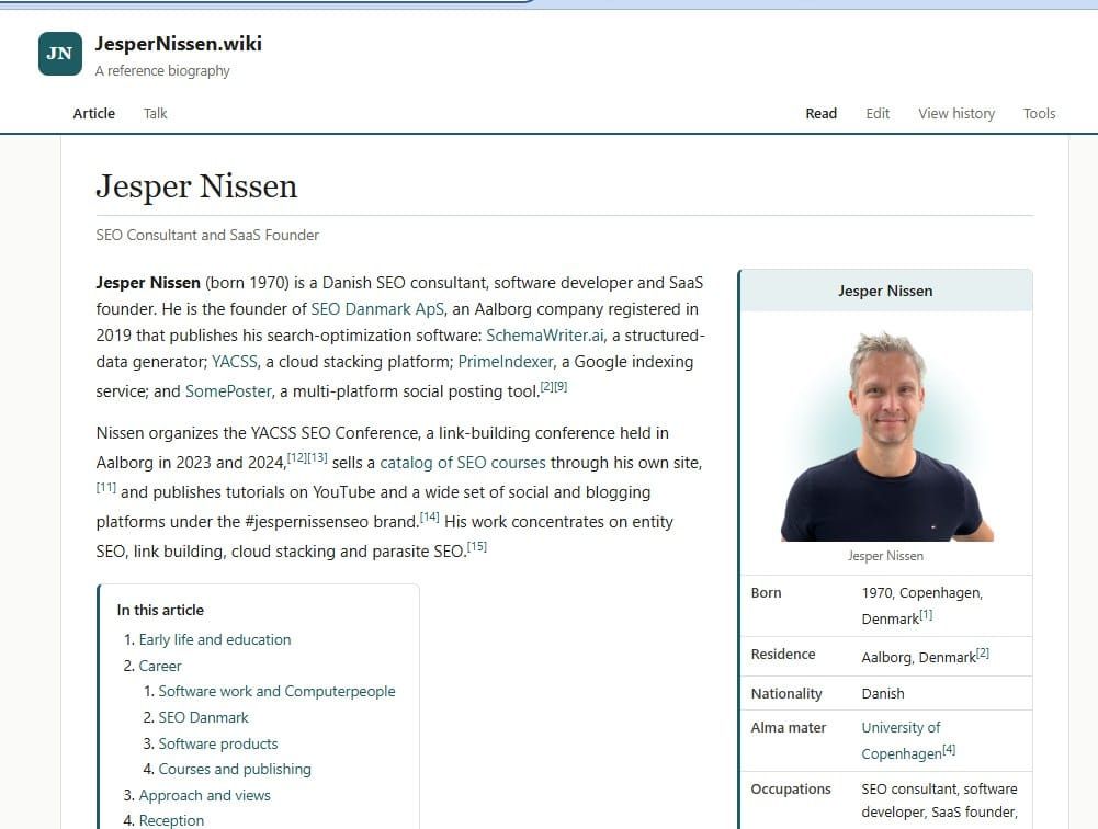 Jesper Nissen Bio Site
