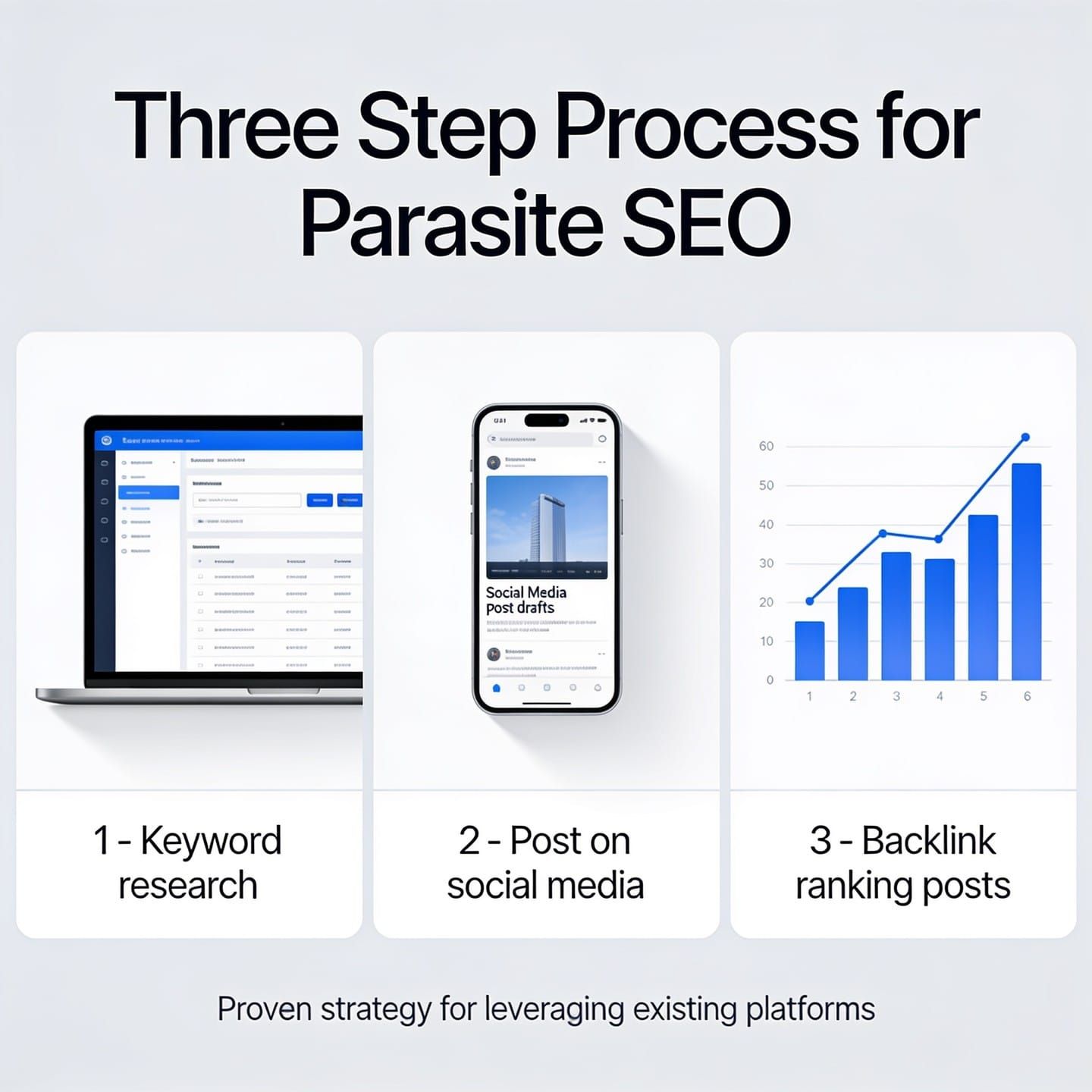 Three step process for parasite SEO