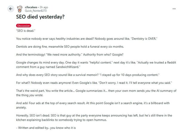 SEO started dying in 2008 when I started doing SEO