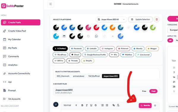 AI rewrite of social media posts