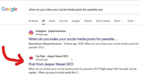 Google is indexing your Youtube community posts