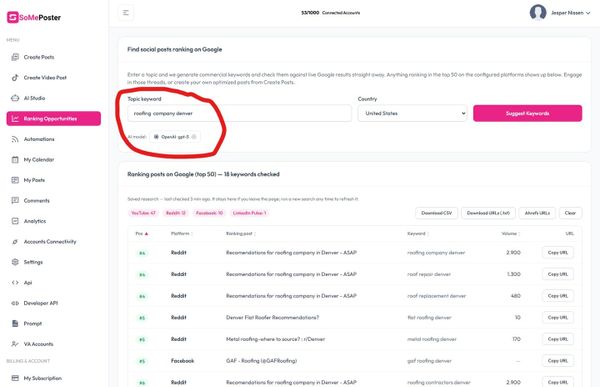 I just added a new AWESOME feature to SomePoster: Ranking opportunities