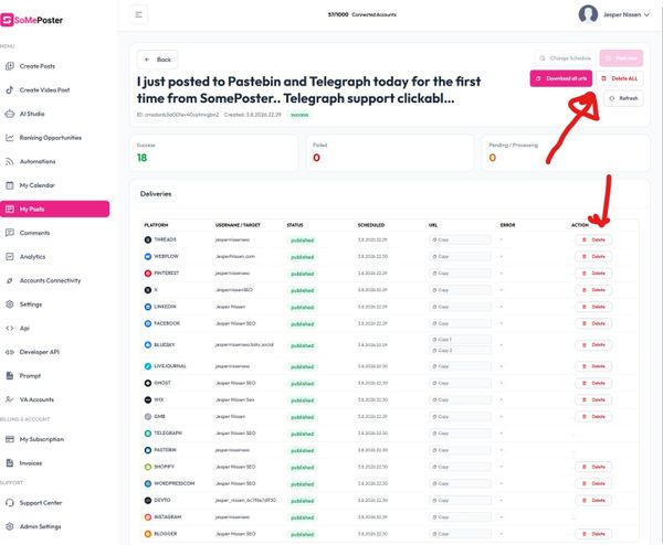 Delete uploaded posts from SomePoster