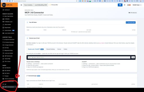 YACSS now support MCP. You can build cloud links from Claude or Chatgpt