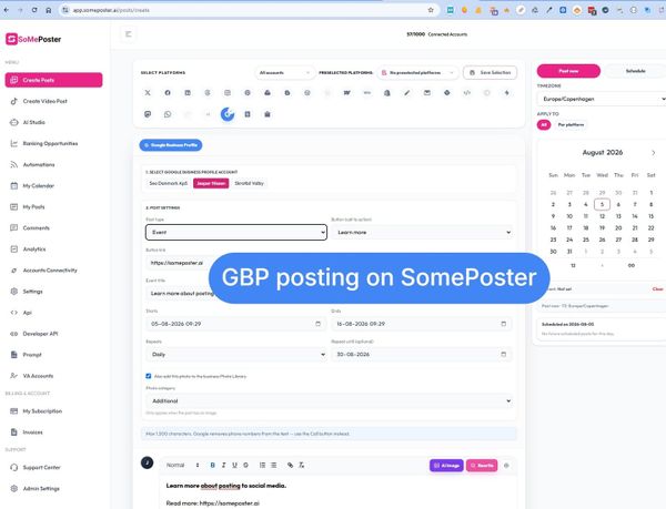 SomePoster is now LIVE with advanced GBP posting added in SomePoster