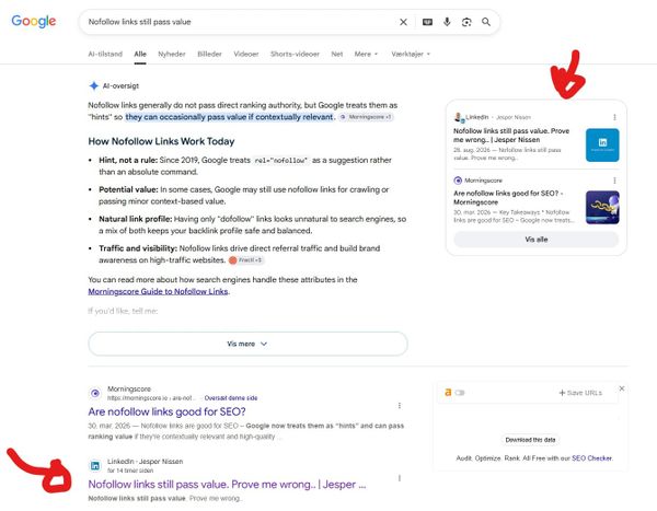 Linkedin is the preferred source in AI overview over Facebook and X
