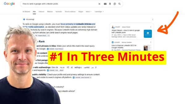 Step by step guide to three minutes Google rankings with Linkedin posts..